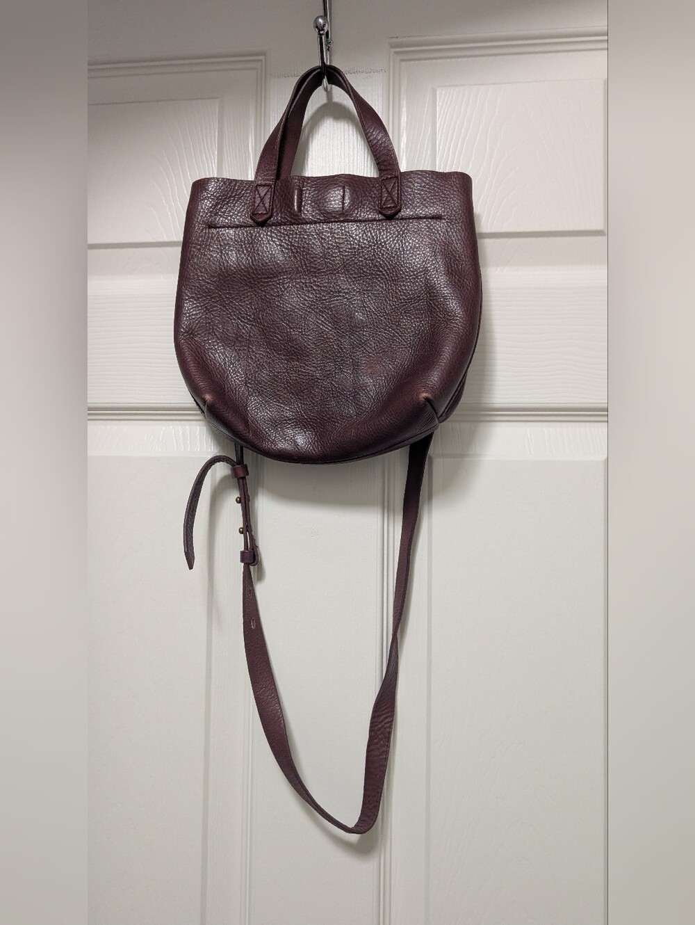 Madewell Mini transport Crossbody leather tote Burgundy purple Red Dark Cabernet